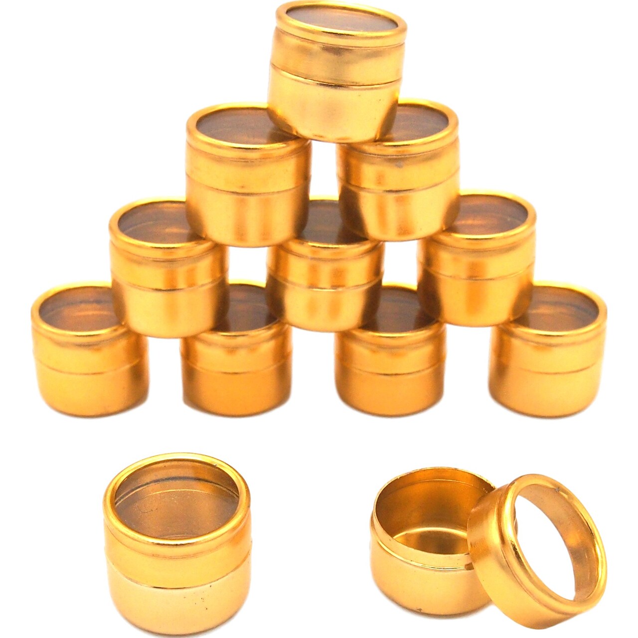 12 Aluminum Glass Top Bead Jars Beading Eyelets Containers 24mm